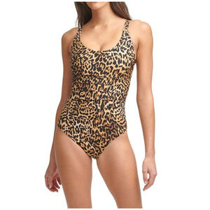 Calvin Klein One Piece Swimsuit Leopard Print Size 4 NEW